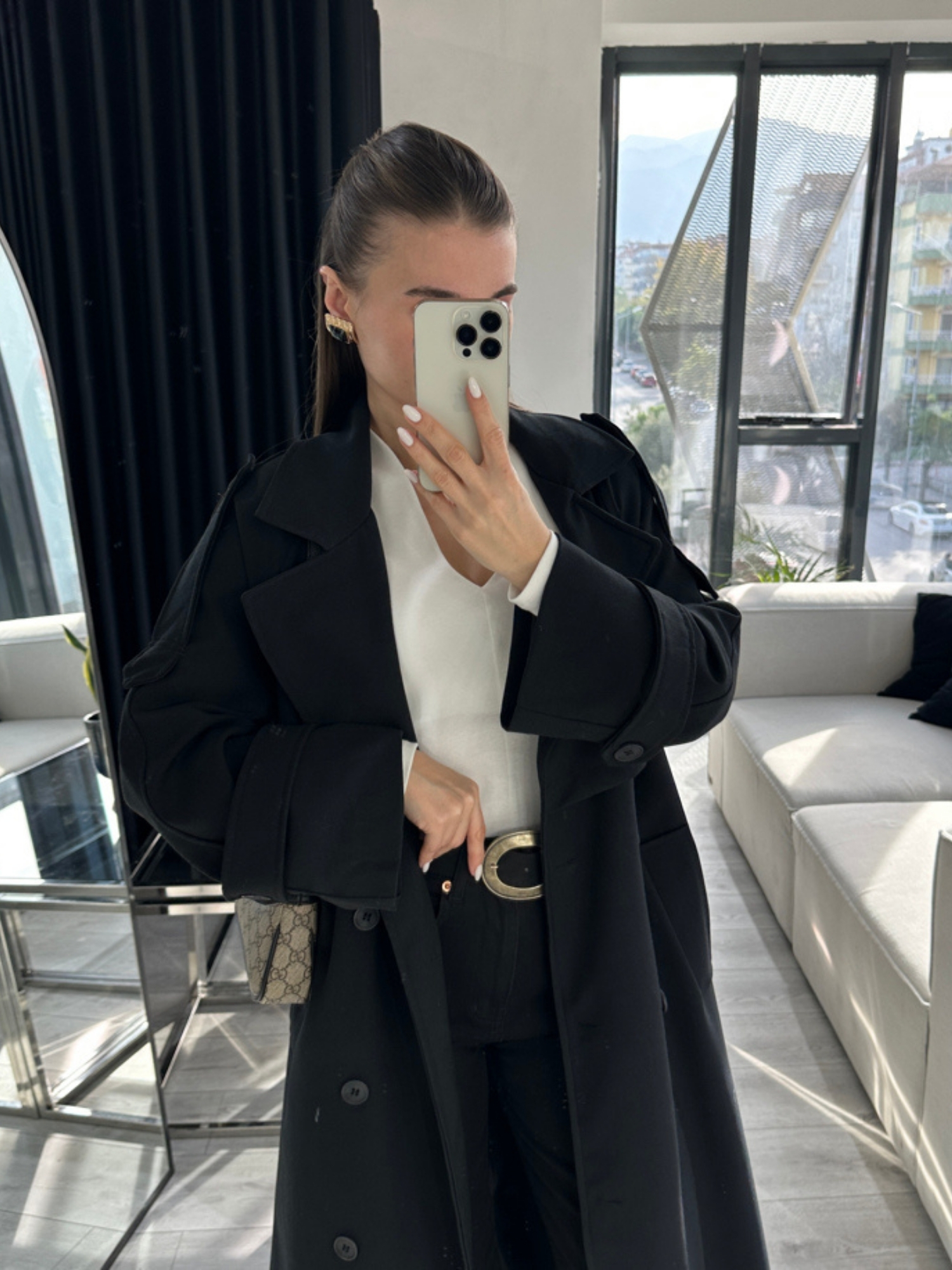 SİYAH UZUN BOY PREMİUM TRENCHCOAT