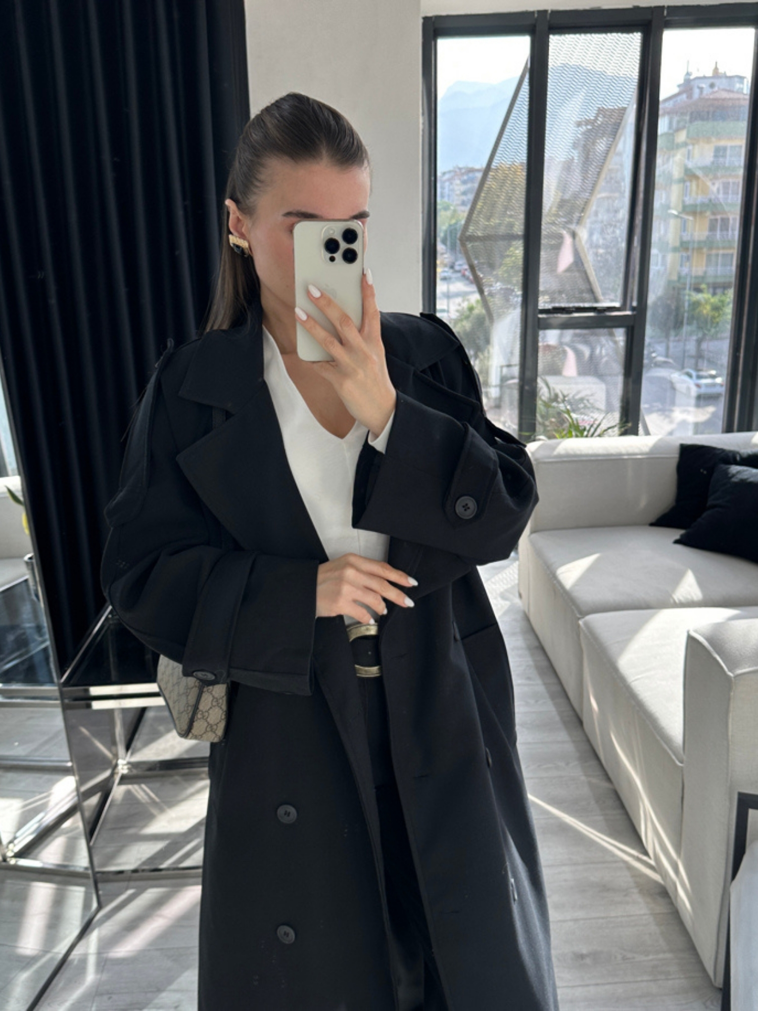 SİYAH UZUN BOY PREMİUM TRENCHCOAT